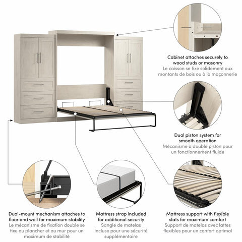 Grand lit escamotable avec penderies (136L)
