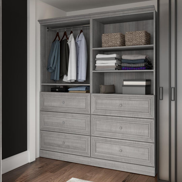 Traditional Closet System with Shelves, Drawers & Clothing Rod, 72W x 20D