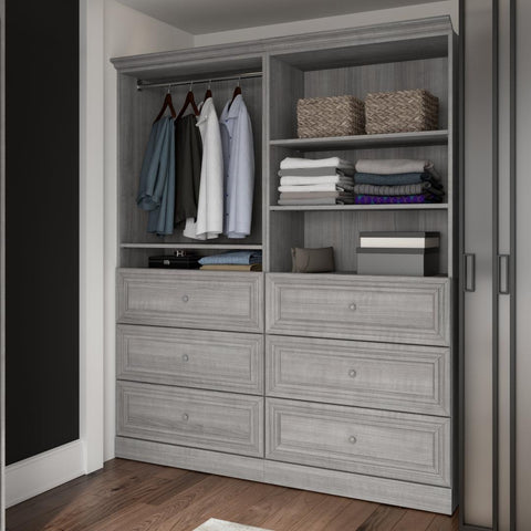 Traditional Closet System with Shelves, Drawers & Clothing Rod, 72W x 20D