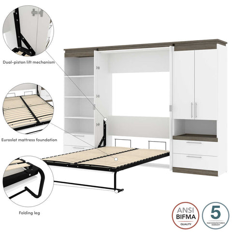 Lit escamotable deux places (double) et rangement multifonctionnel avec tiroirs (119L)