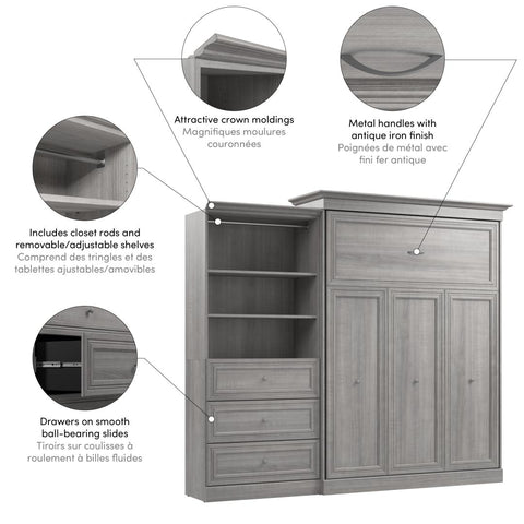 Queen Murphy Bed and Closet Organizer with Drawers (103W)