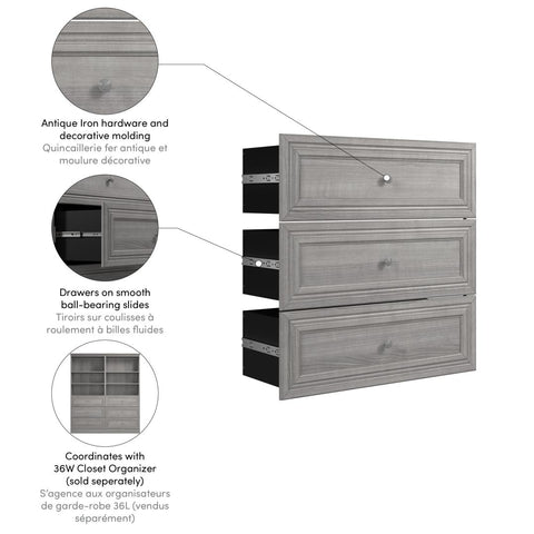 Traditional Drawers (3) Set, 36W