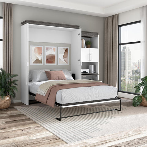 Grand lit escamotable avec armoire et bureau rétractable (97L)