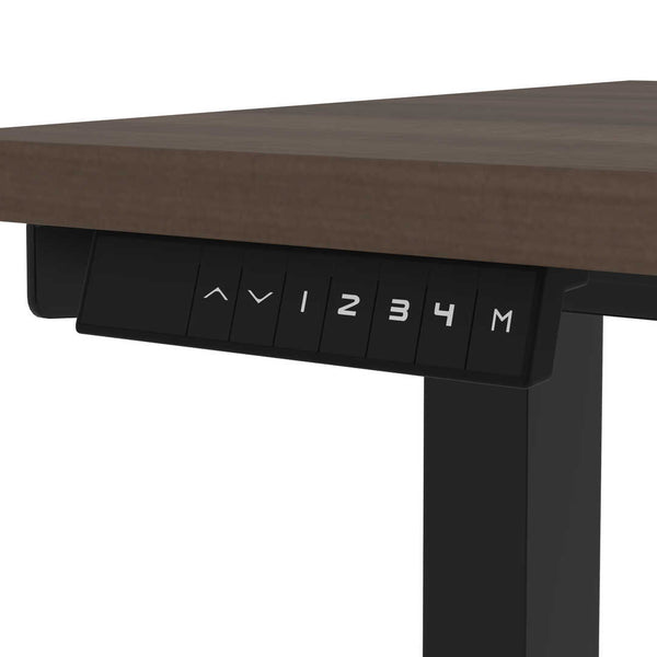 Bureau assis-debout en L 72L avec caisson et huche