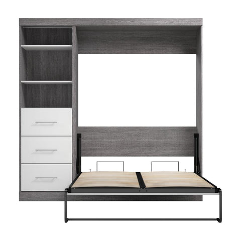 Lit escamotable double et organisateur de garde-robe avec tiroirs (84L)