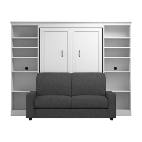 Lit escamotable double avec canapé et organisateurs de garde-robe (109L)