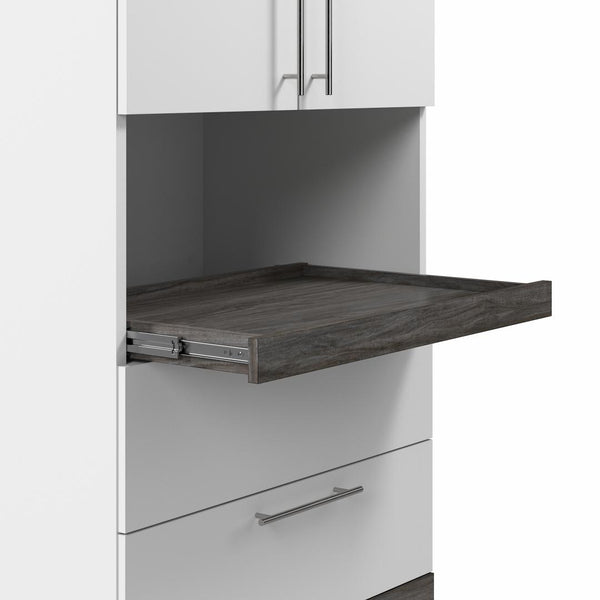 20W Narrow Storage Cabinet with Doors, Drawers and Pull-Out Shelf