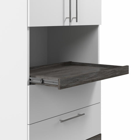20W Narrow Storage Cabinet with Doors, Drawers and Pull-Out Shelf