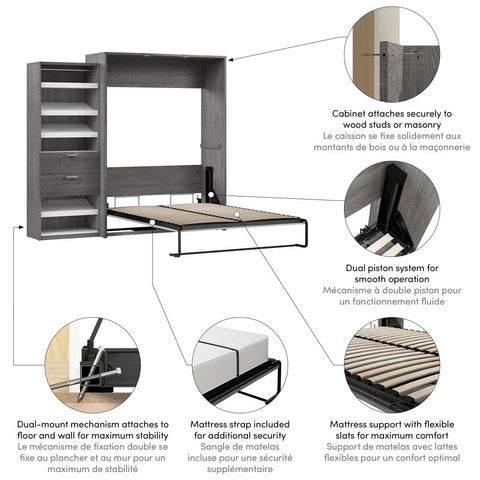 Queen Murphy Bed with Closet Organizer (95W)