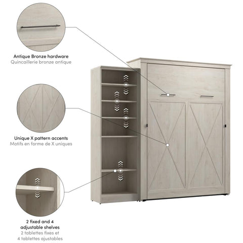 Grand lit escamotable avec organisateur de garde-robe (94L)