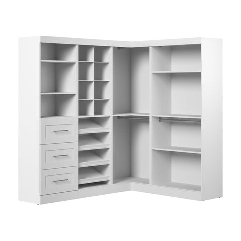Contemporary Closet System with Shelves, Drawers, Shoe Racks, Clothing Rods & Cubbies, 83W X 68D