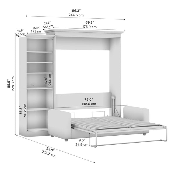 Queen Murphy Bed with Sofa and Closet Organizer (97W)