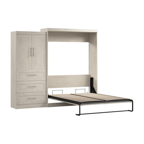 Queen Murphy Bed and Storage Cabinet with Drawers (101W)