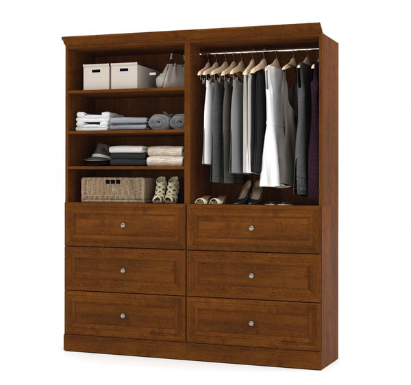 Traditional Closet System with Shelves, Drawers & Clothing Rod, 72W x 20D