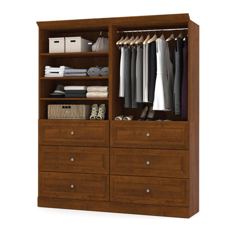 Traditional Closet System with Shelves, Drawers & Clothing Rod, 72W x 20D
