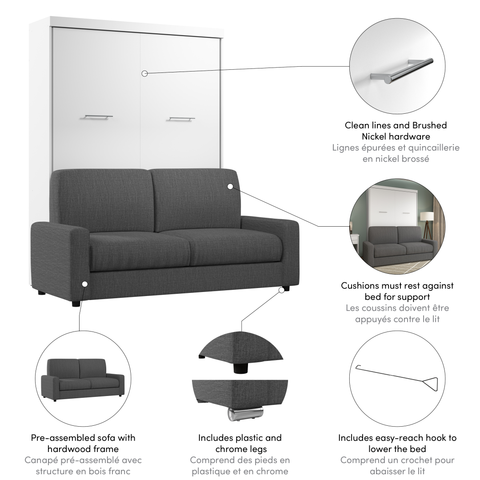 Grand lit escamotable avec canapé (78L)