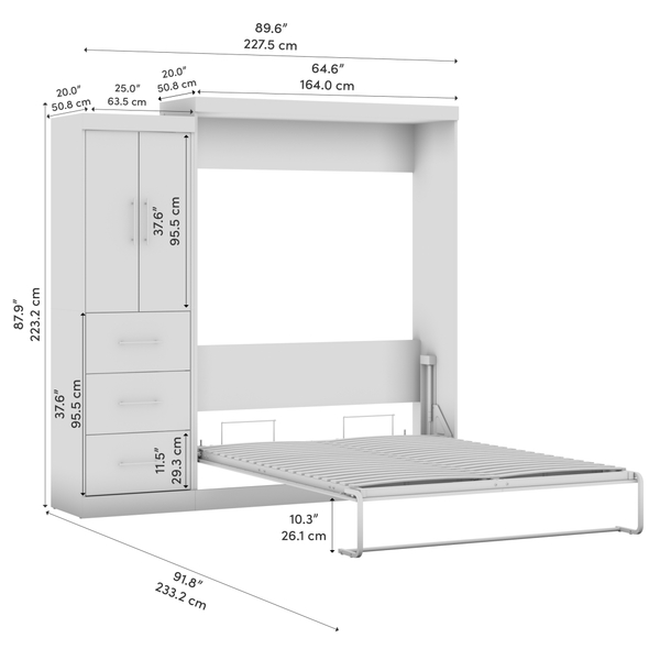 Grand lit escamotable avec armoire-penderie (90L)