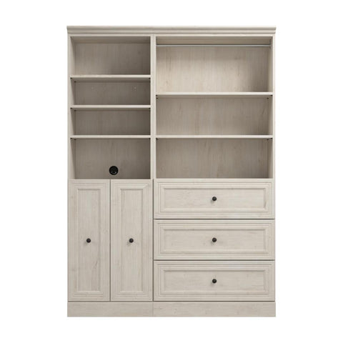 Traditional Closet System with Shelves, Drawers, Clothing Rods & Doors, 61W x 20D