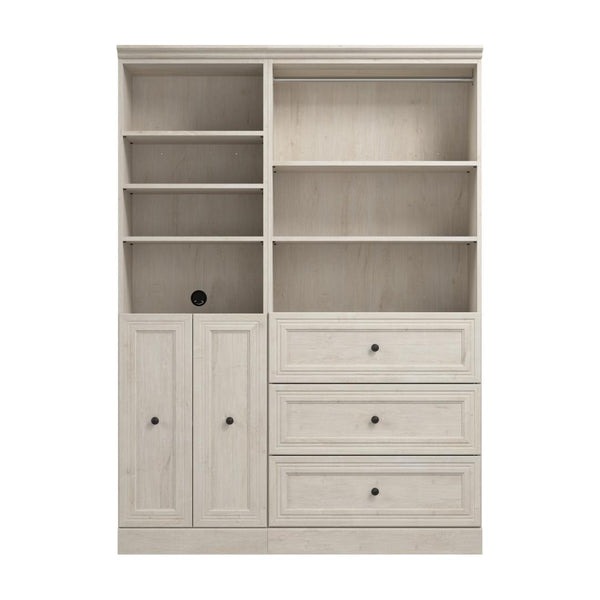 Traditional Closet System with Shelves, Drawers, Clothing Rods & Doors, 61W x 20D