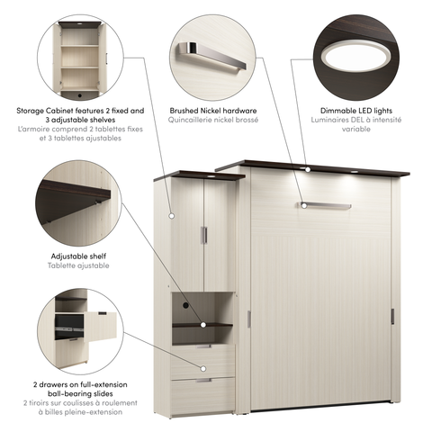 Grand lit escamotable avec armoire (91L)