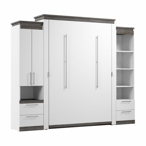 Queen Murphy Bed and Narrow Storage Solutions with Drawers (105W)