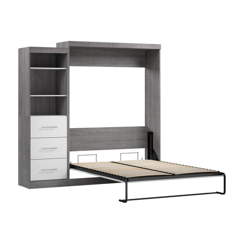 Queen Murphy Bed and Closet Organizer with Drawers (90W)