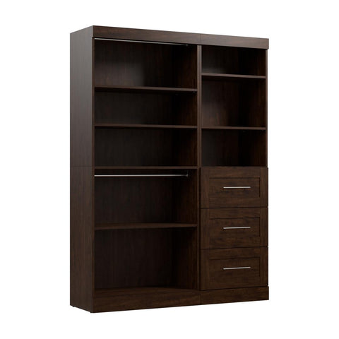 Contemporary Closet System with Shelves, Drawers & Clothing Rods, 61W x 19D