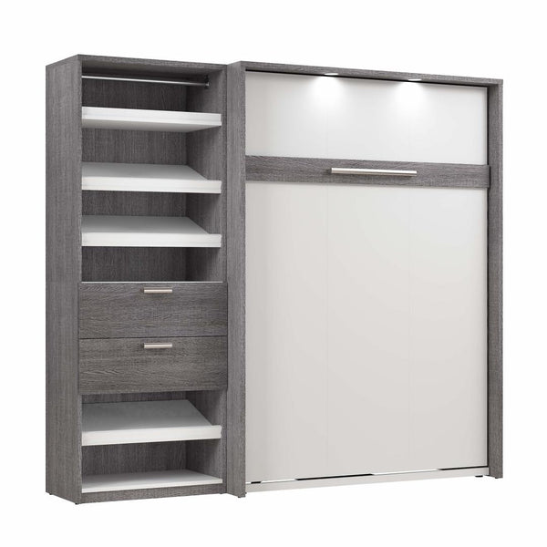 Lit escamotable double avec organisateur de garde-robe avec tiroirs (89L)