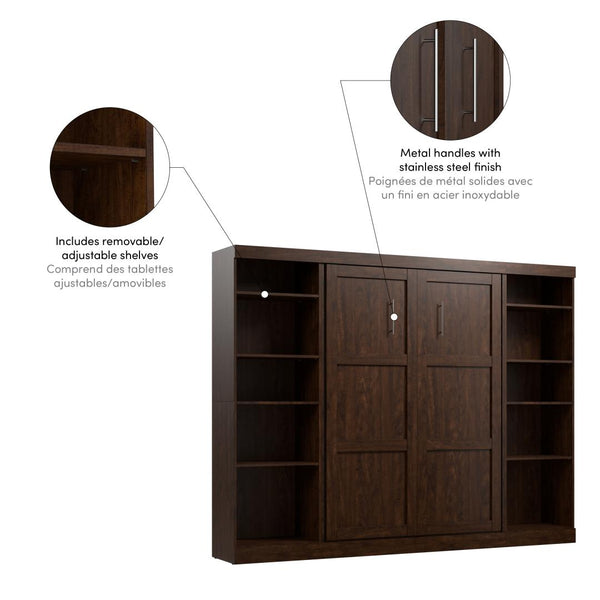 Lit escamotable double avec 2 étagères (109L)