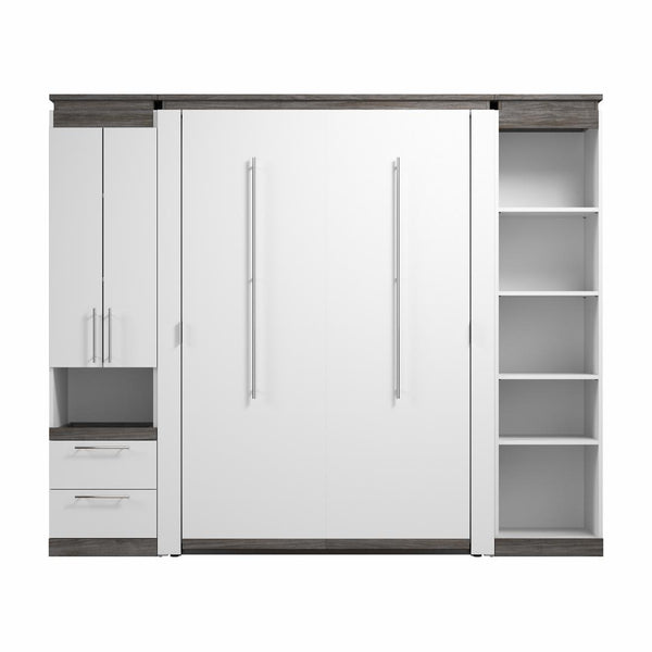 Lit escamotable double avec armoire et tablettes (100L)