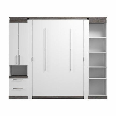 Lit escamotable double avec armoire et tablettes (100L)