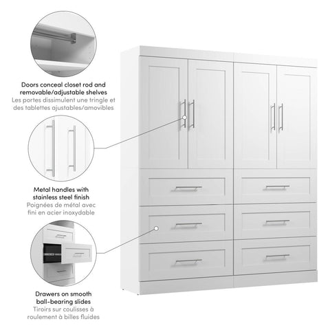 Système de rangement de garde-robe 72L avec tiroirs