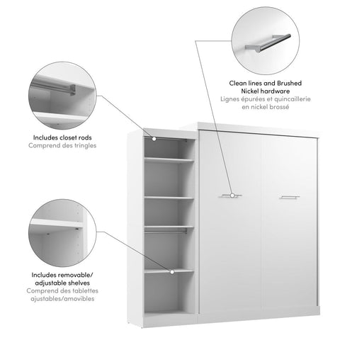 Grand lit escamotable avec organisateur de garde-robe (90L)
