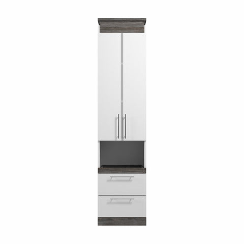 20W Narrow Storage Cabinet with Doors, Drawers and Pull-Out Shelf