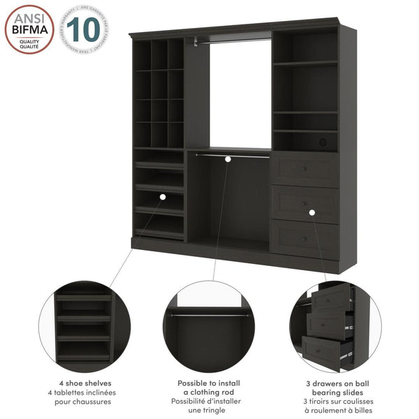 Système de rangement de garde-robe avec tiroirs 86L