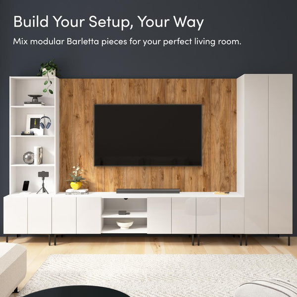 94W Modular Entertainment Center with TV Stand, Storage Cabinet, and Large Wall Panel