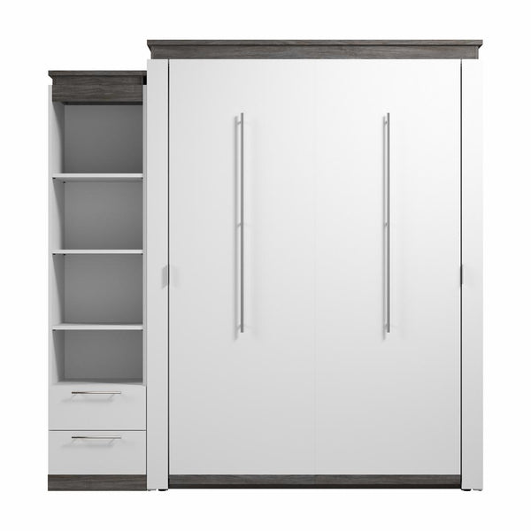 Queen Murphy Bed with Shelves and Drawers (87W)