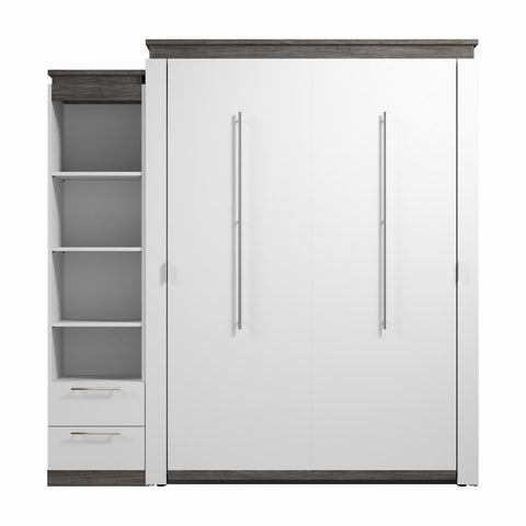 Queen Murphy Bed with Shelves and Drawers (87W)