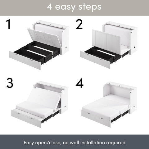 Grand lit armoire avec tiroir coulissant et matelas 65L