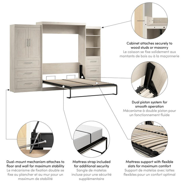 Queen Murphy Bed with Open and Concealed Storage (126W)