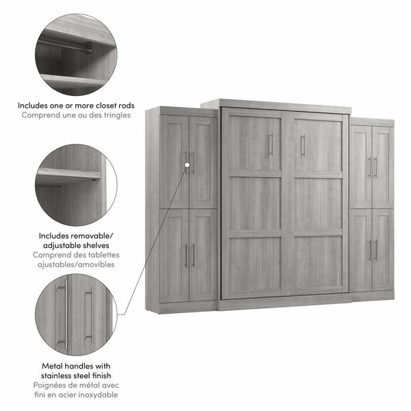 Queen Murphy Bed with Storage Cabinets (115W)