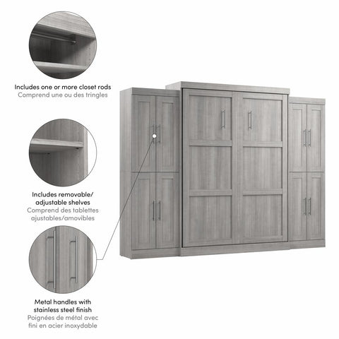 Queen Murphy Bed with Storage Cabinets (115W)