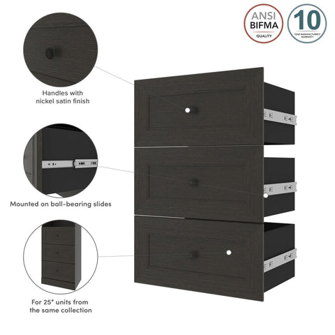 Traditional Drawers (3) Set, 25W x 15D