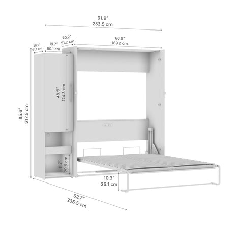 Grand lit escamotable et armoire avec tablette coulissante (87L)