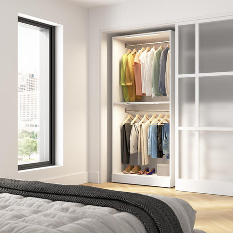 Double Hanging Modular Closet System & LED Lights, 36W x 25D