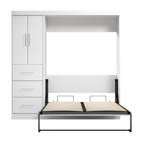 Lit escamotable double avec armoire-penderie (84L)