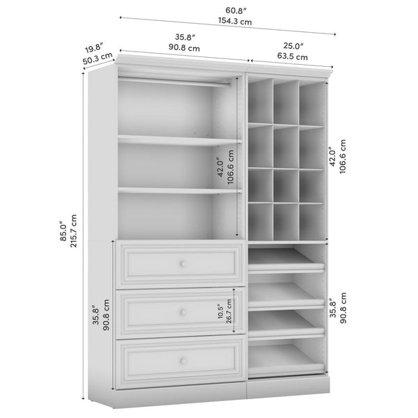 Système de rangement de garde-robe avec tiroirs 61L