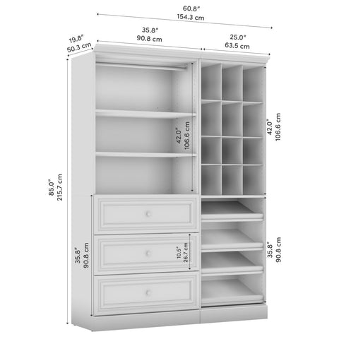 Système de rangement de garde-robe avec tiroirs 61L