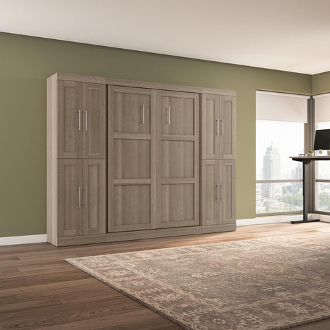 Lit escamotable double avec armoires (109L)