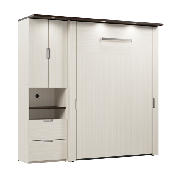 Lit escamotable double avec armoire (84L)